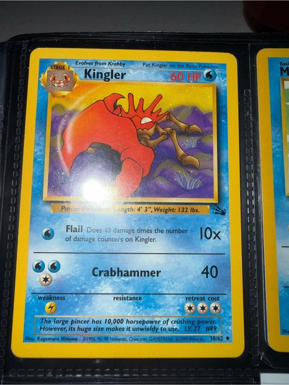 Pokémon Kingler Trading Card 38/62 vintage